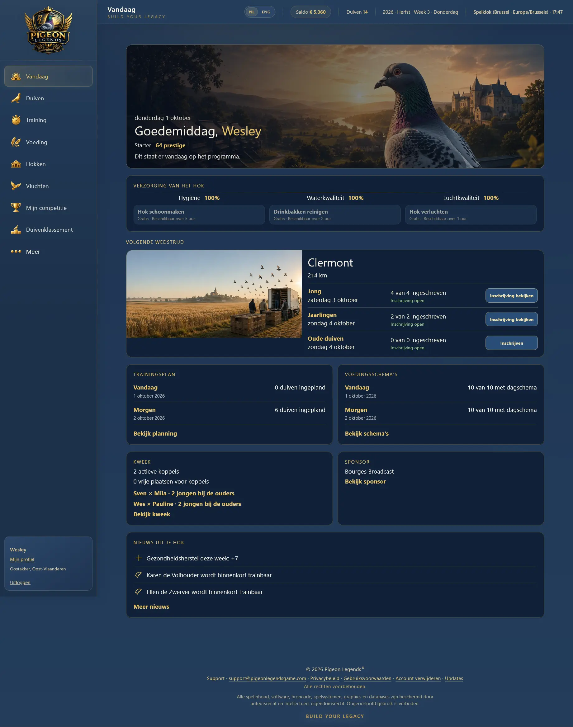 Pigeon Legends – online duivensportspel